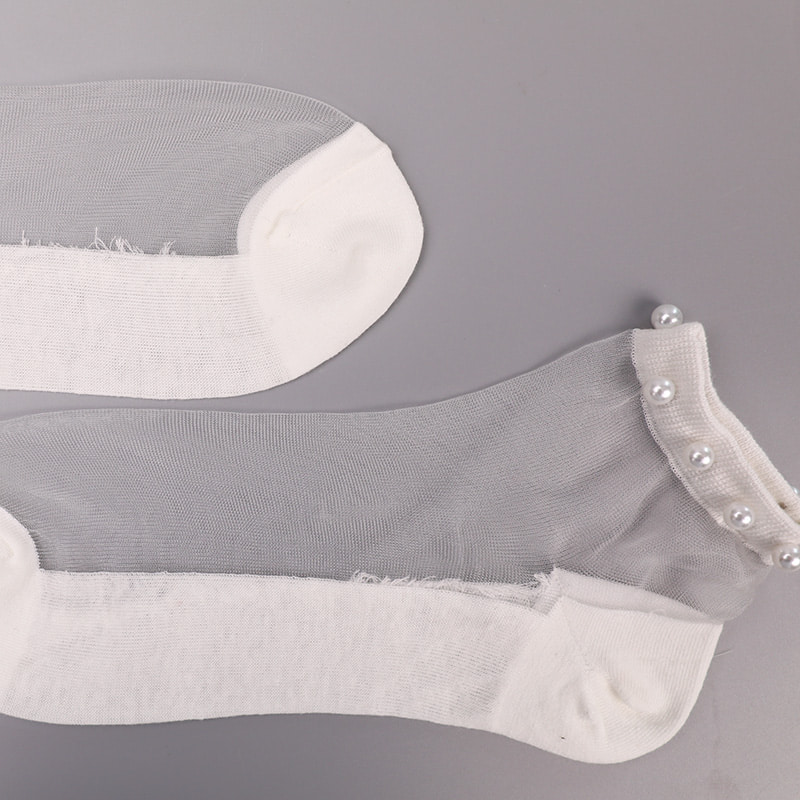 Mode nylon genomskinlig siden bomullsbotten dam båtstrumpor topp pärla glas kristall siden dam båtstrumpor WSD1288