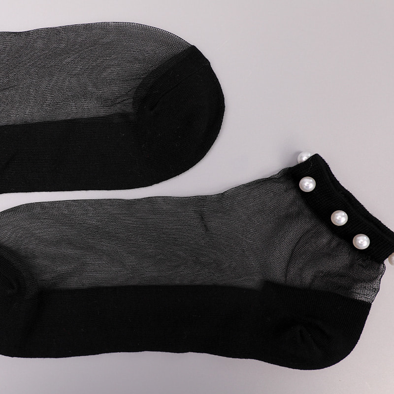Mode nylon genomskinlig siden bomullsbotten dam båtstrumpor topp pärla glas kristall siden dam båtstrumpor WSD1288
