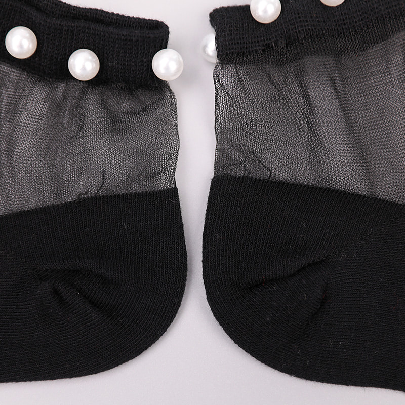 Mode nylon genomskinlig siden bomullsbotten dam båtstrumpor topp pärla glas kristall siden dam båtstrumpor WSD1288
