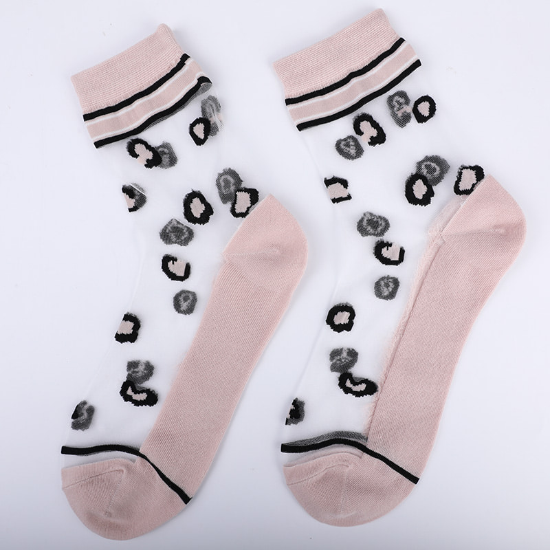 Mode genomskinlig nylonsilke bomullsbotten damstrumpor Leopardmönster blomma genomskinlig siden damstrumpor Kristallsilke damstrumpor WSD1939