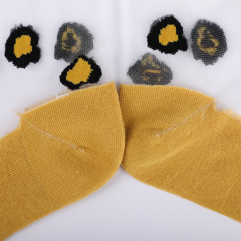 Mode genomskinlig nylonsilke bomullsbotten damstrumpor Leopardmönster blomma genomskinlig siden damstrumpor Kristallsilke damstrumpor WSD1939