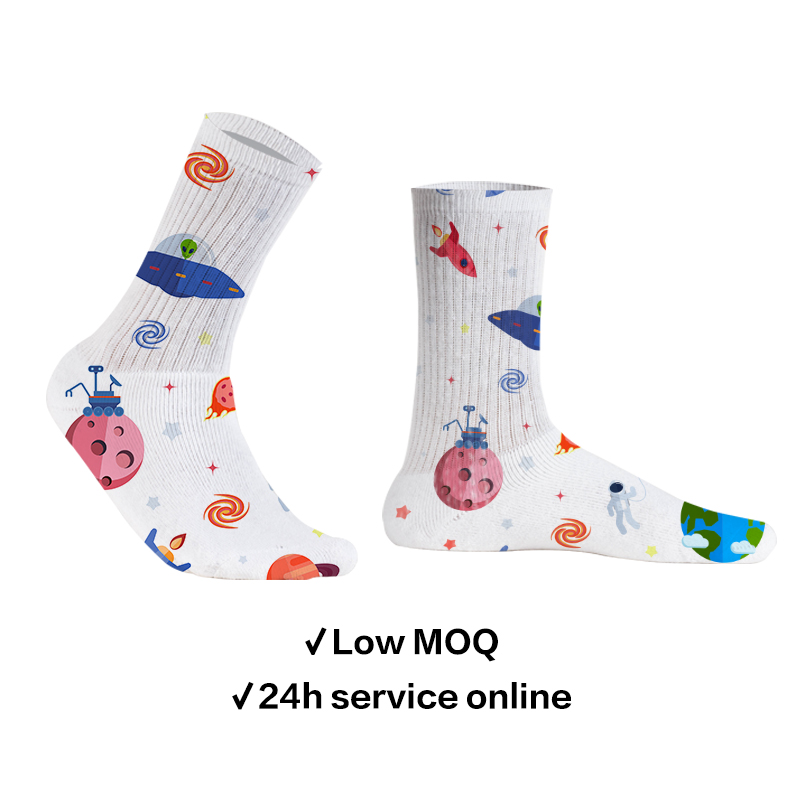 Anpassade strumpor Hotsäljande Custom Logo Printed Socks Polyester Blank White Tube Sublimation 3d Print Custom Socks Printing