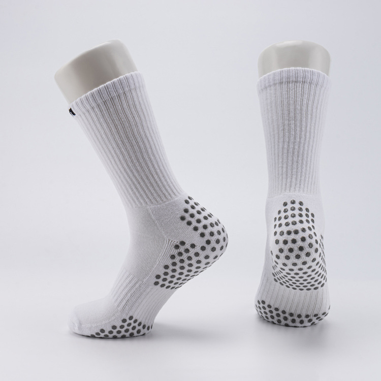 Custom Logo Grip Sock Anti Slip Silikon Bomull Frotté Sportstrumpor Fotboll för män